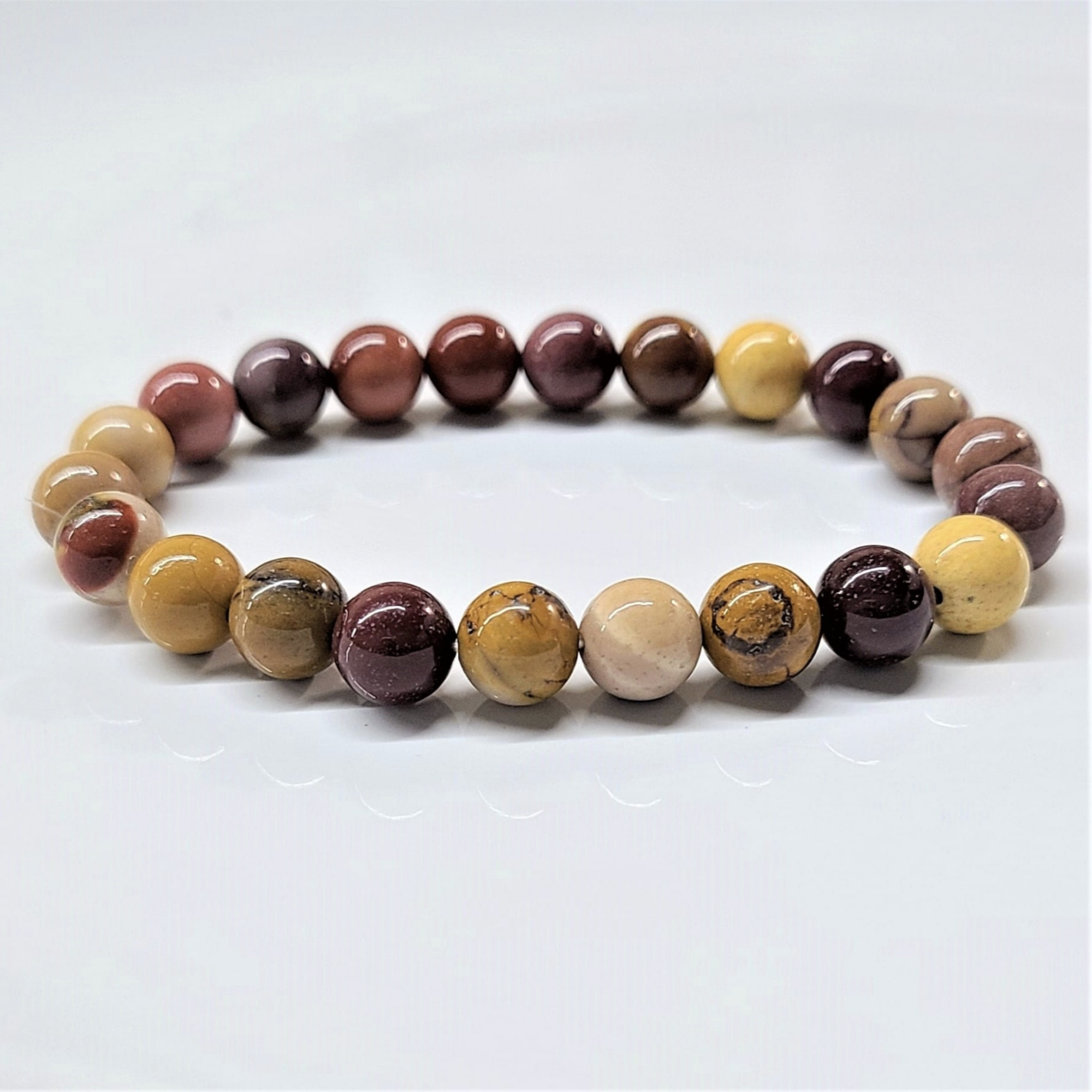 Mookaite Natural Crystal Round Bead Stretch Bracelet