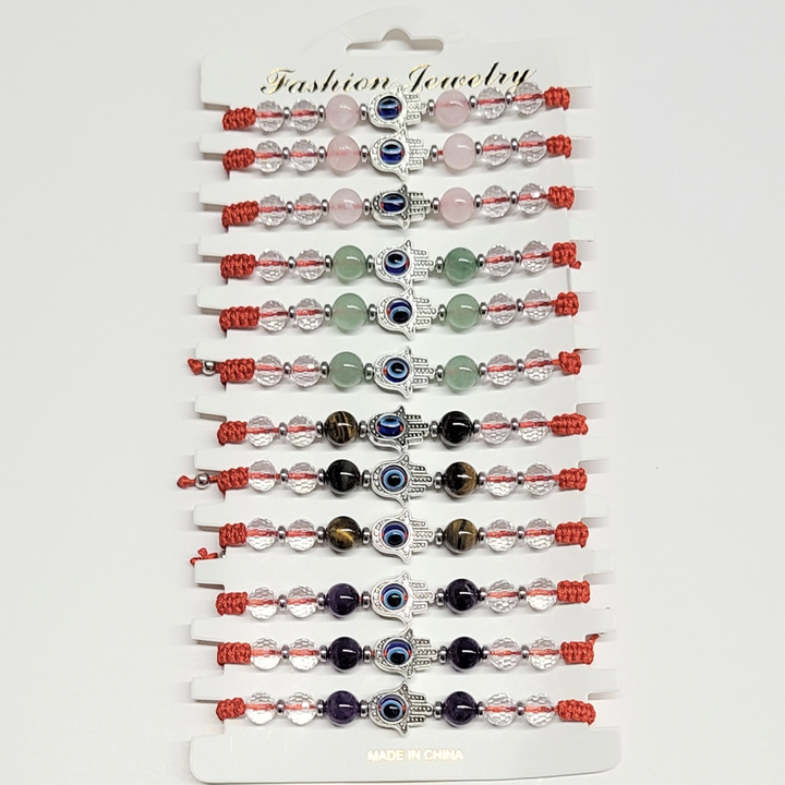Red String Hamsa Crystal Bracelet