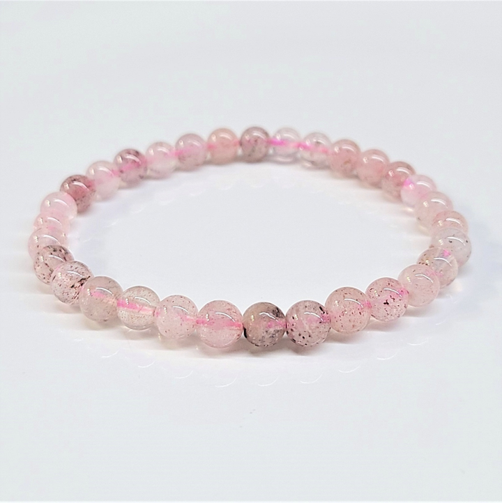 Strawberry Quartz Round Bead Bracelet - Soulmate Magnetism