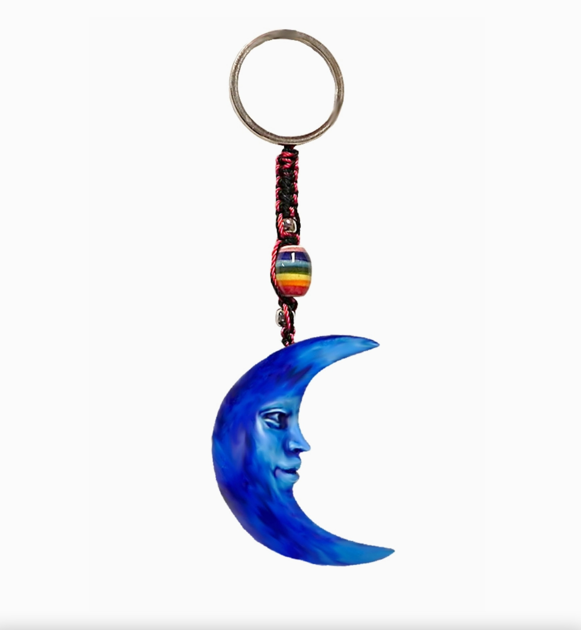 Blue Crescent Moon Keychain Hand Crafted