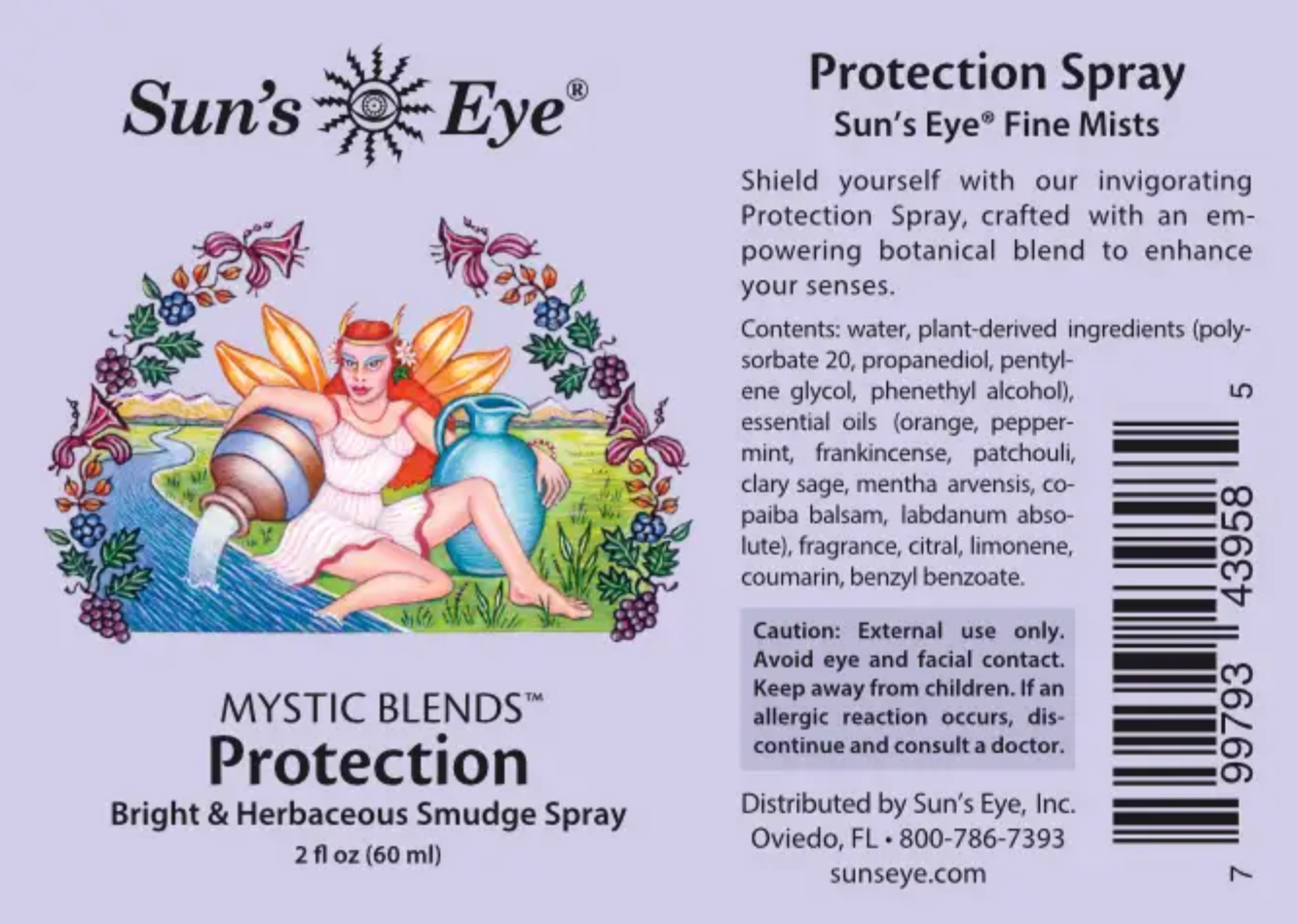 Protection Spray 2 oz by Sun’s Eye – bright and herbaceous aromatherapy mist with essential oils for uplifting and shielding your space.