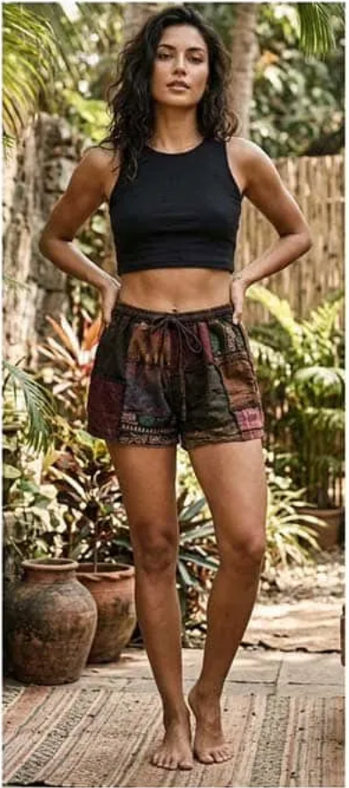 Wanderlight Patchwork Cotton Shorts