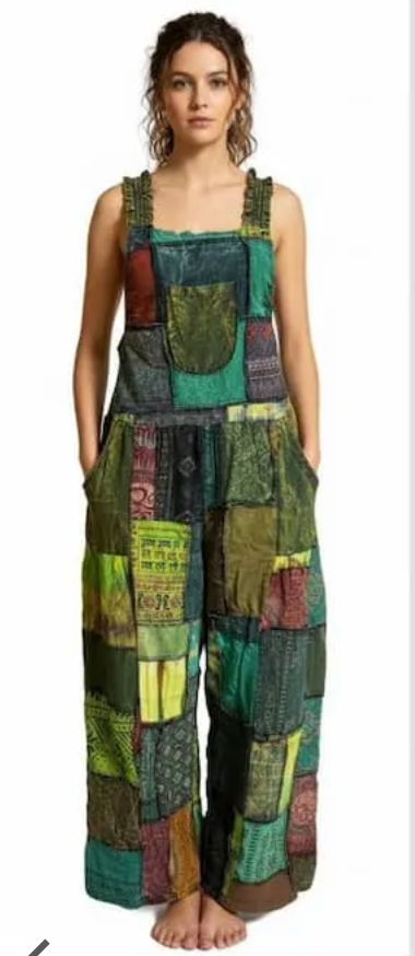 Cotton Patchwork Wide Leg Jumpsuit