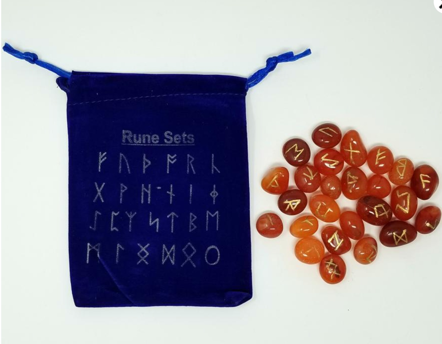 Carnelian Rune Set, Tumbled Stones, Tarot Cards