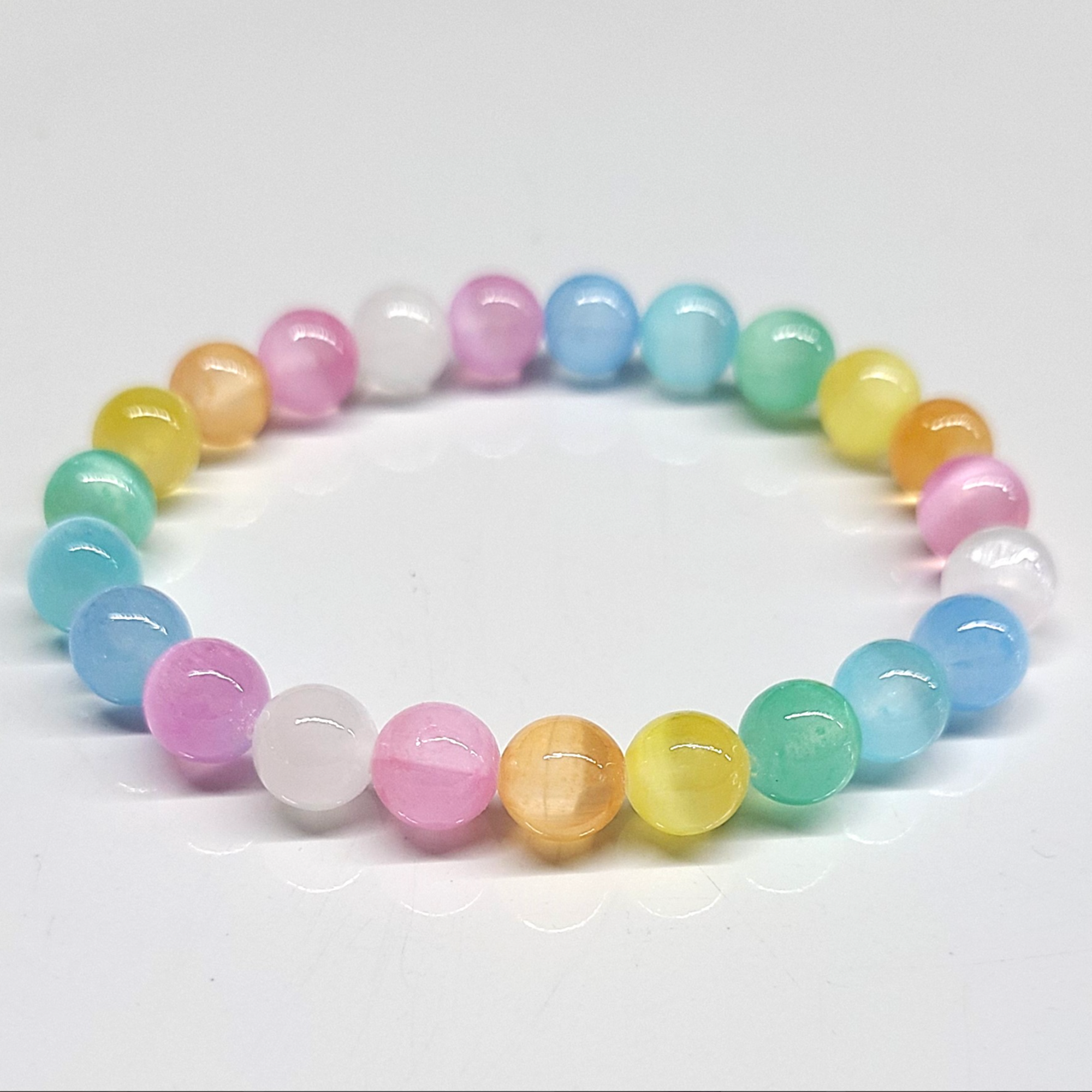 Rainbow Candy Selenite Stackable Bracelet 8mm