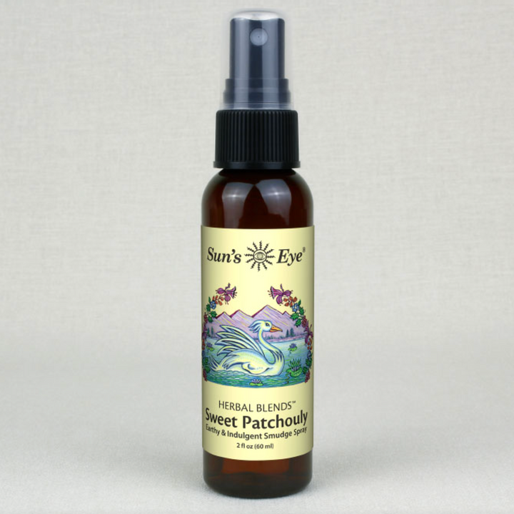 Sweet Patchouly Mist Spray 8 oz bottle with botanical blend label.