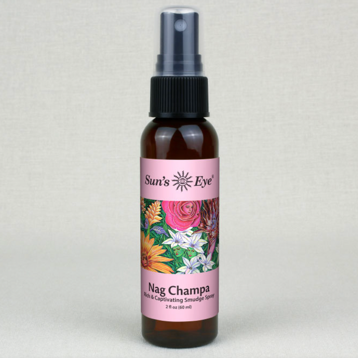 Nag Champa Mist Spray 8 oz bottle with botanical design label.