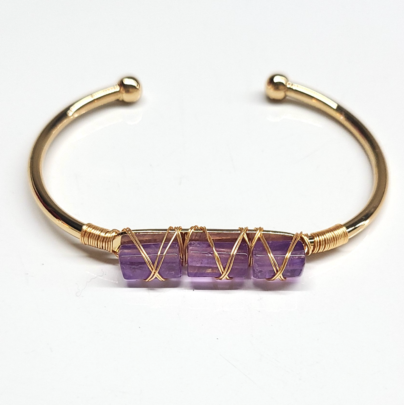 Amethyst Bangle Cuff Bracelet (golden)