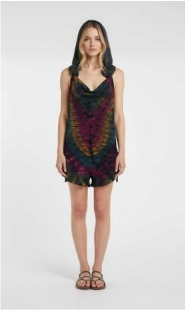 Festival Hooded Romper with Open Back