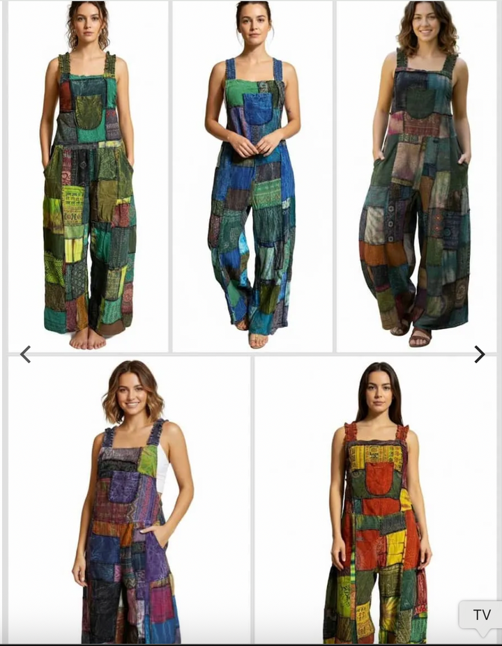 Cotton Patchwork Wide Leg Jumpsuit