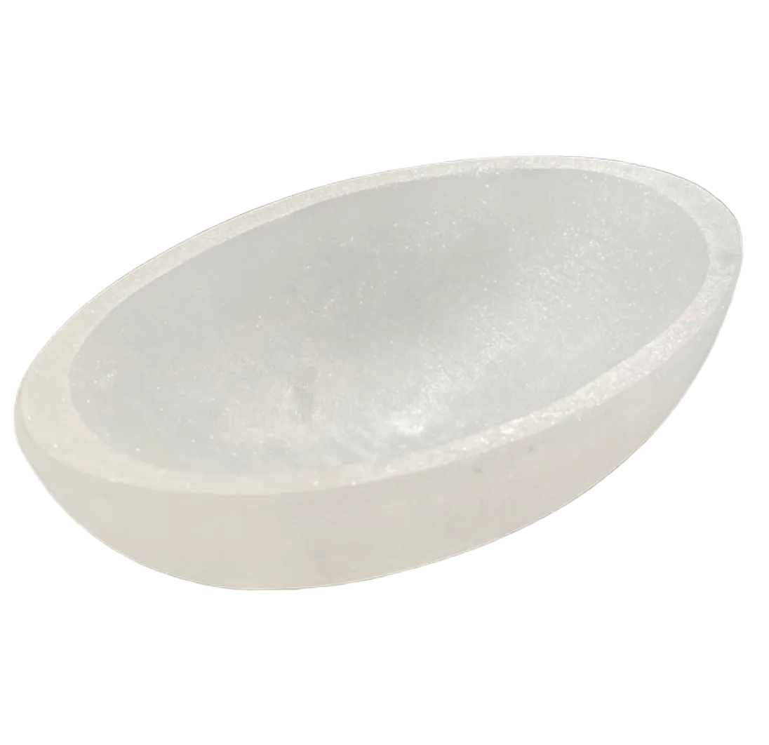 Selenite Charging Oval Bowl ~ 4.5"