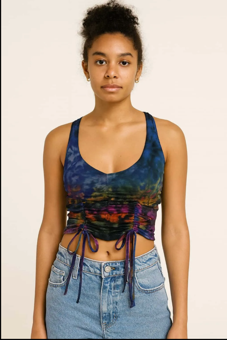 Ruche Bottom Tie Dye Crop Top
