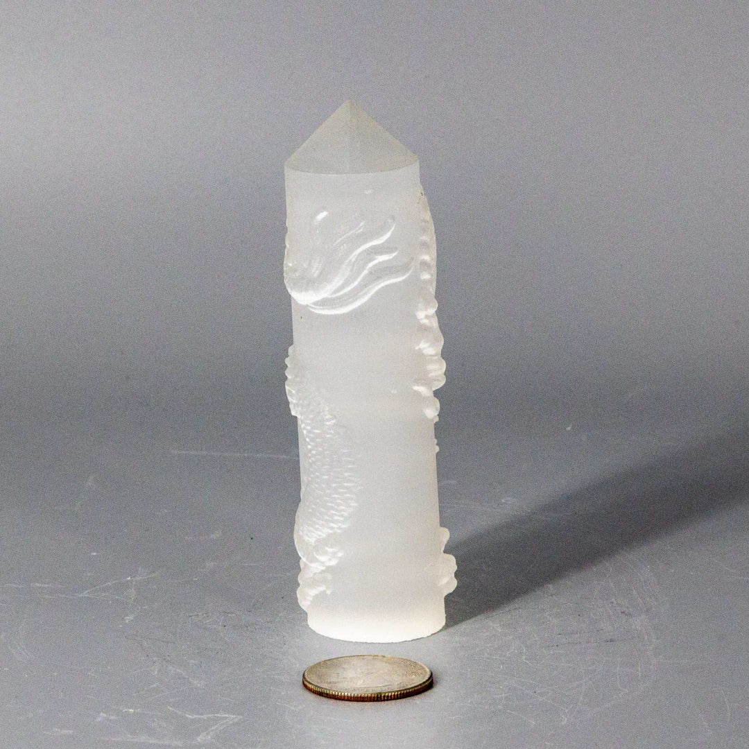 Selenite and Shungite "CNC Machine" Carved Dragon Towers