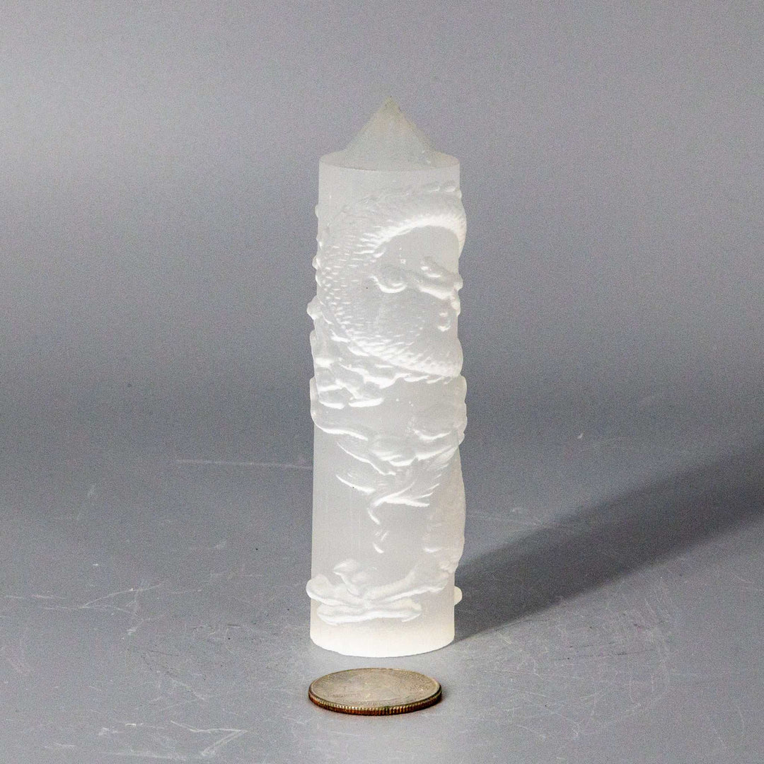 Selenite and Shungite "CNC Machine" Carved Dragon Towers
