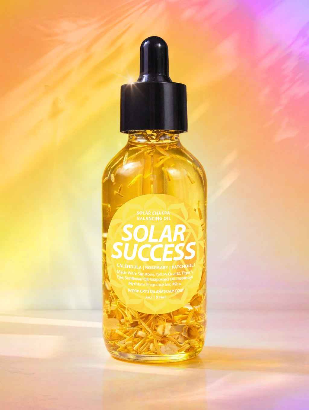 Solar success – Crystal-infused body oil
