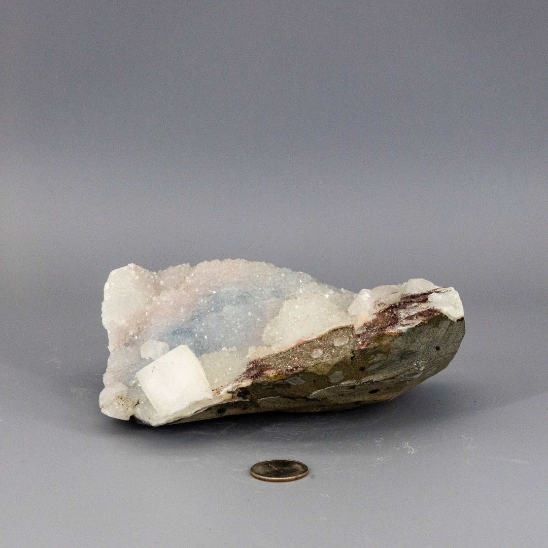Stunning "Rare" Chalcedony Quartz Cluster With Apophyllite Knob