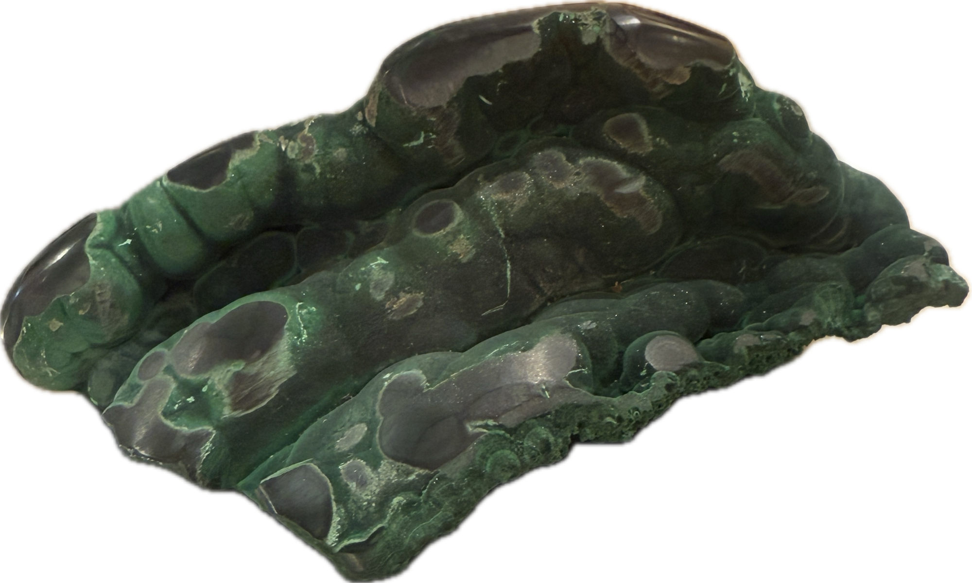 Natural Malachite Claw specimen, 1lb 9oz, botryoidal formation from DRC Congo, 7x3.5x3 inches.
