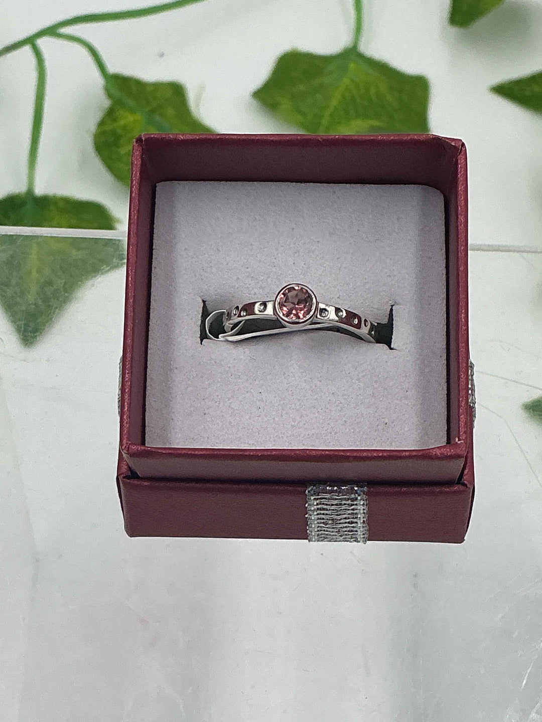 Sterling Silver Tourmaline Pink Round Solitaire Ring - Size 6
