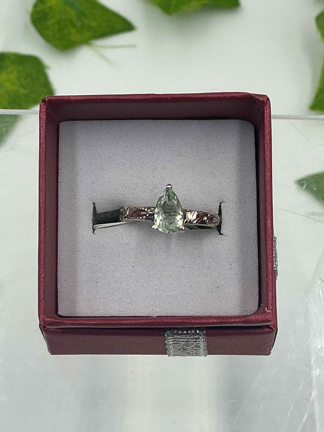 Sterling Silver Tourmaline Light Blue Pear Ring - Size 6