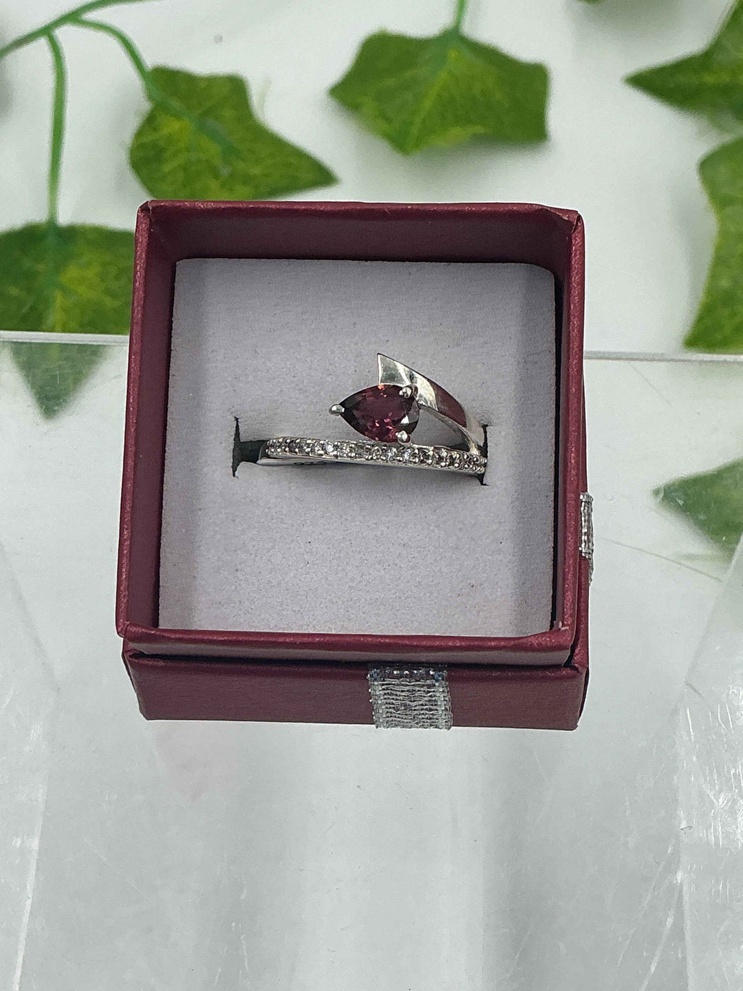 Sterling Silver Tourmaline Pink Wave Accent Ring - Size 6
