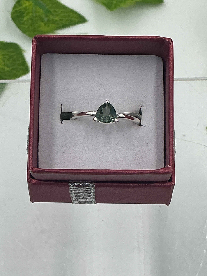 Sterling Silver Tourmaline Trillion Solitaire Ring