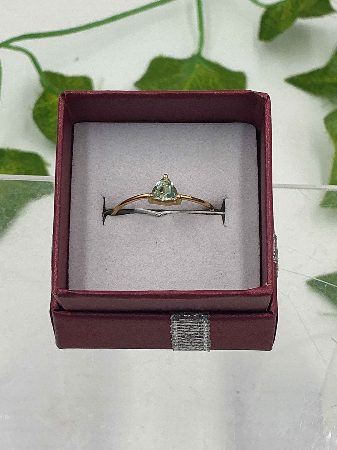 Gold Vermeil Tourmaline Blue Trillion Ring - Size 8
