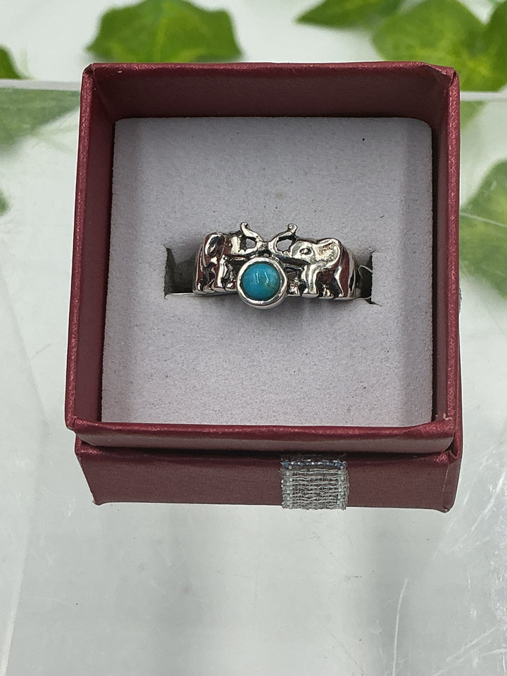 Sterling Silver Turquoise Elephant Ring