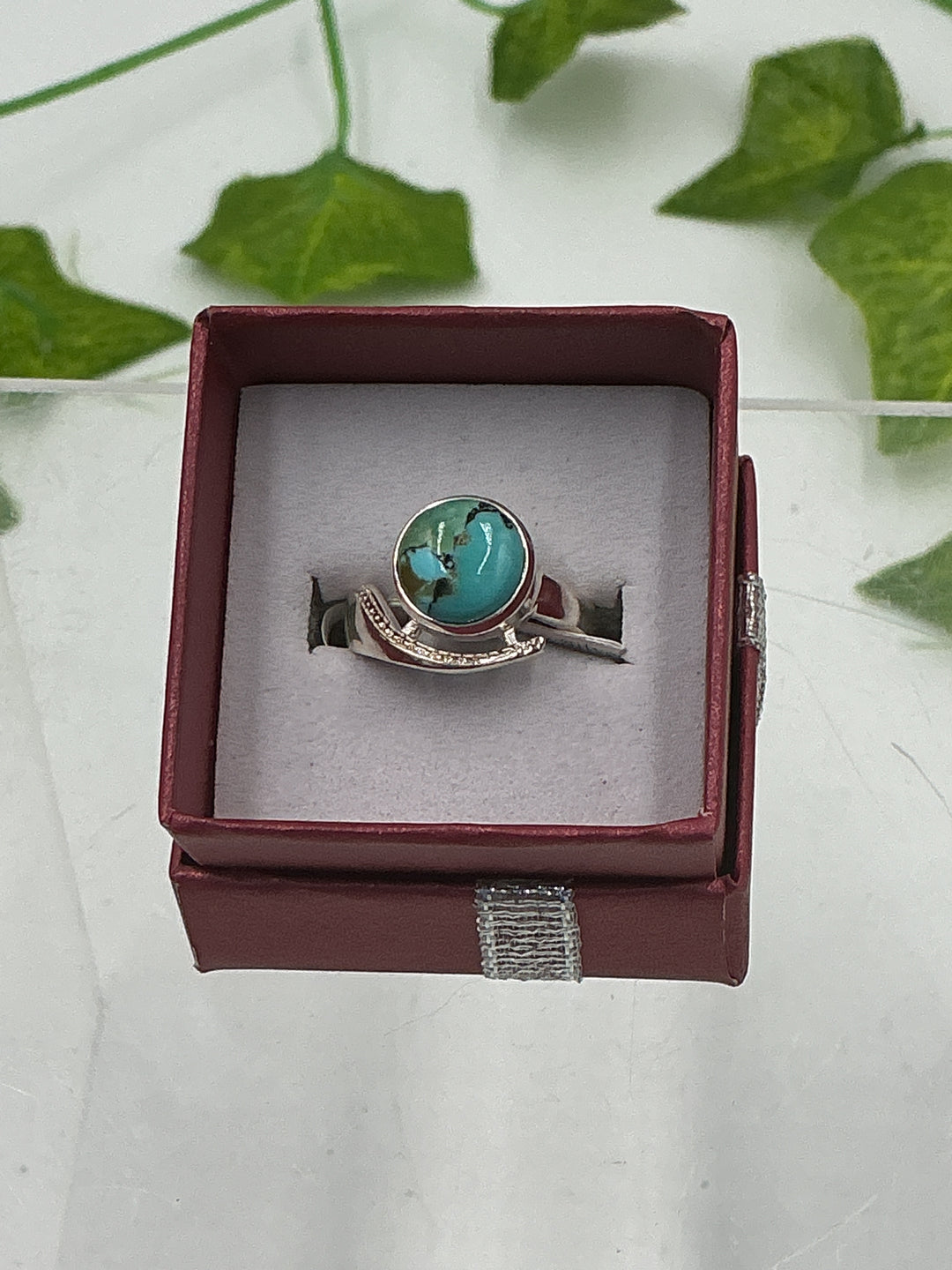 Sterling Silver Turquoise Oval Bypass Ring - Size 8