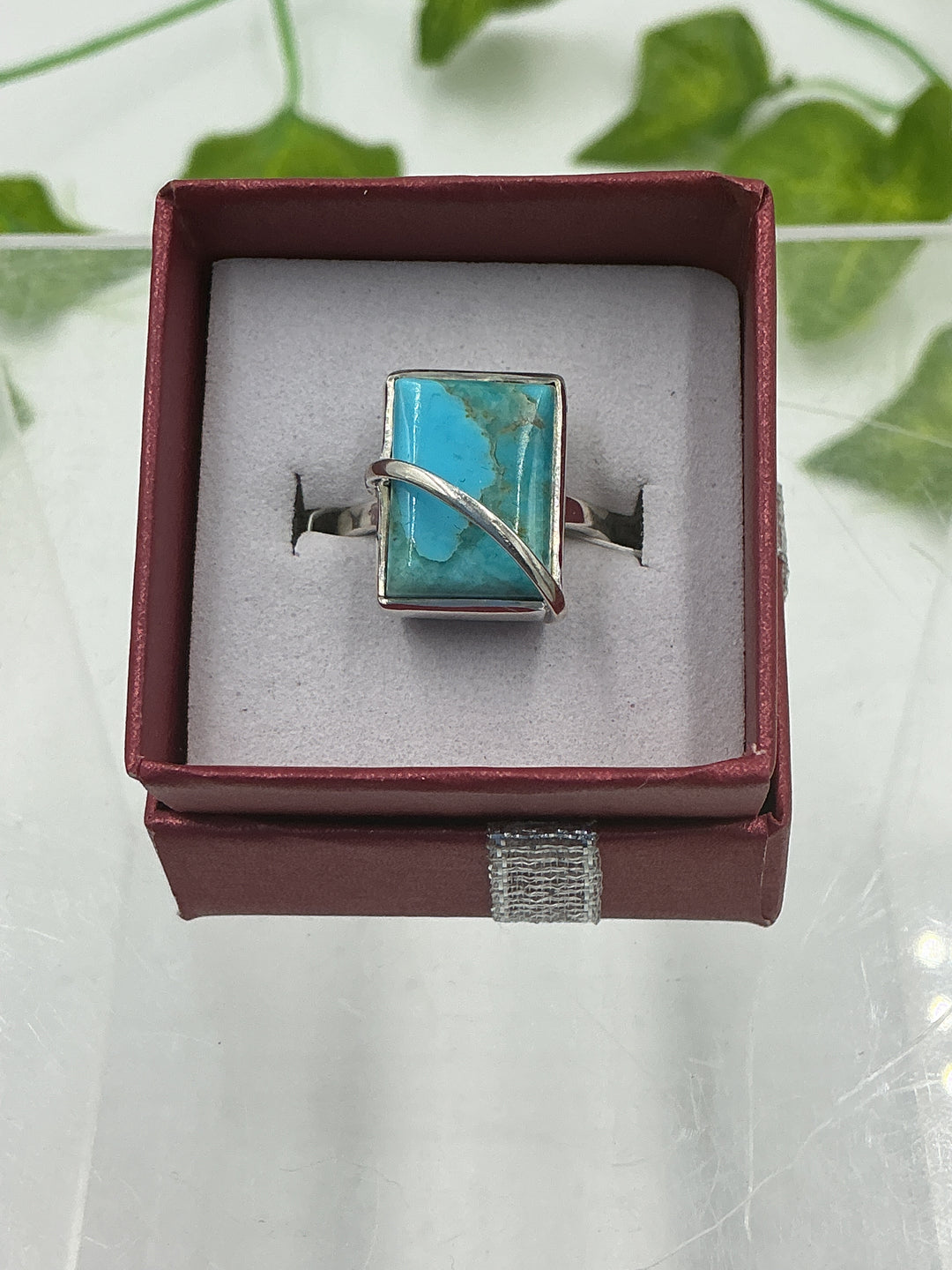 Sterling Silver Turquoise Rectangle Inlay Ring