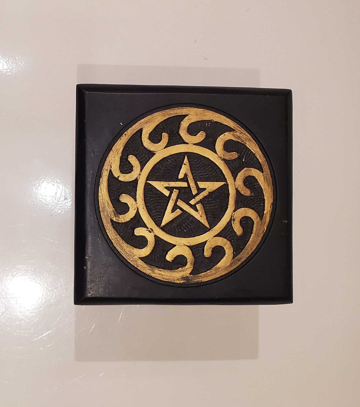 Wooden Pentagram Altar Table 6"x6"