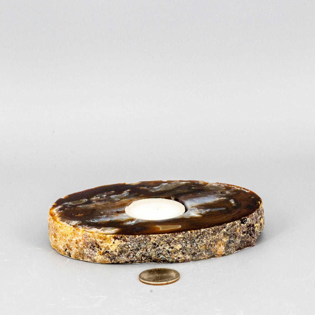 Thick Agate Slice Tea Light Candle Holders