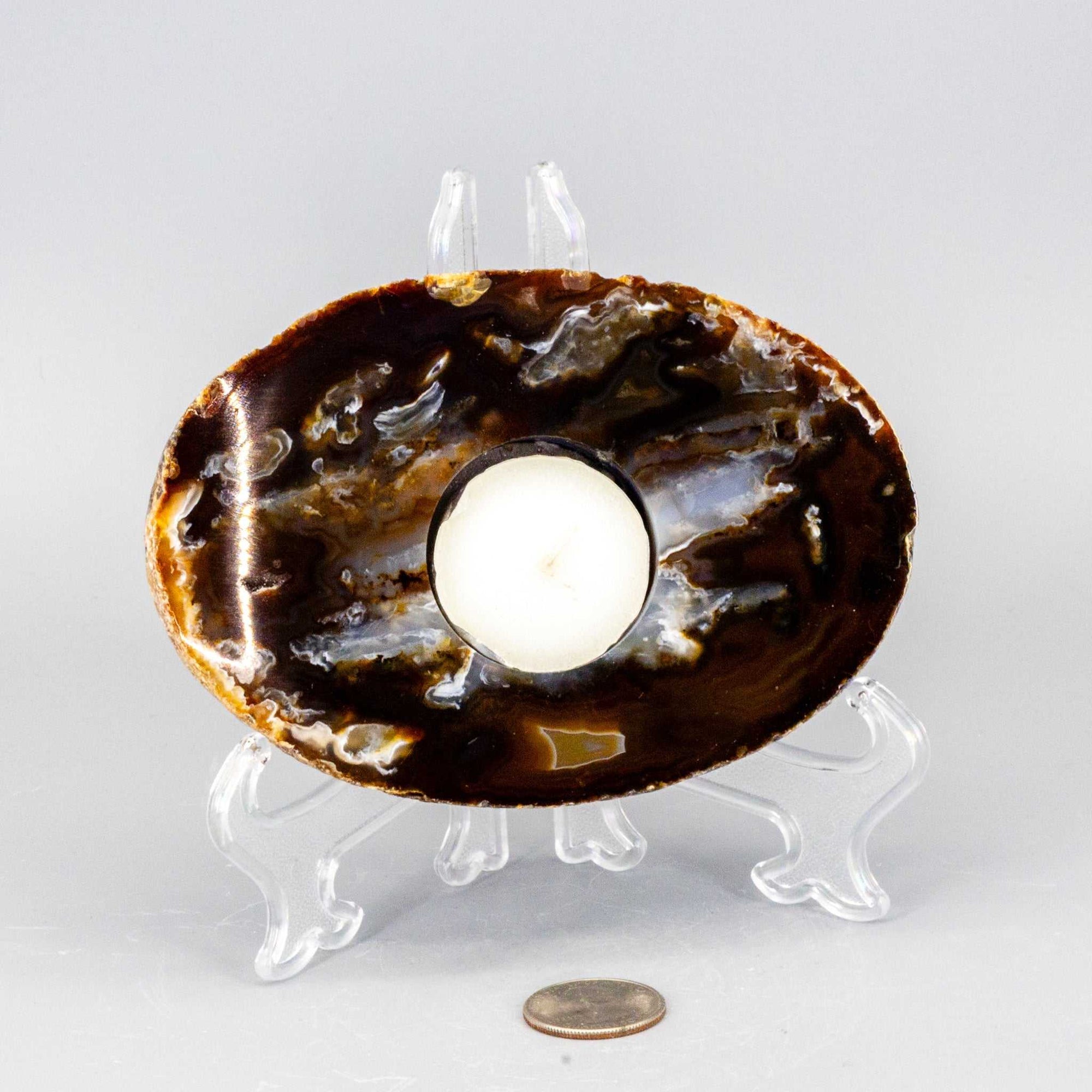 Thick Agate Slice Tea Light Candle Holders