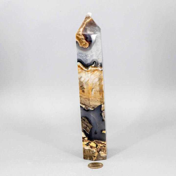 Volcano Agate Tower XL | UV Reactive Crystal Tower
