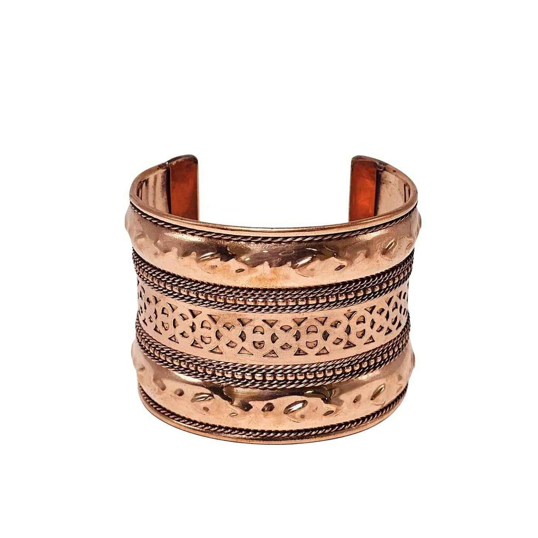 Intricately Etched Copper Cuff Bracelet