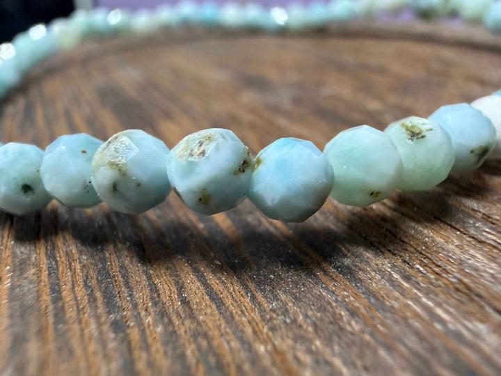 Wholesale Lot 6 Pcs 4mm Larimar Faceted Stretch Bracelet