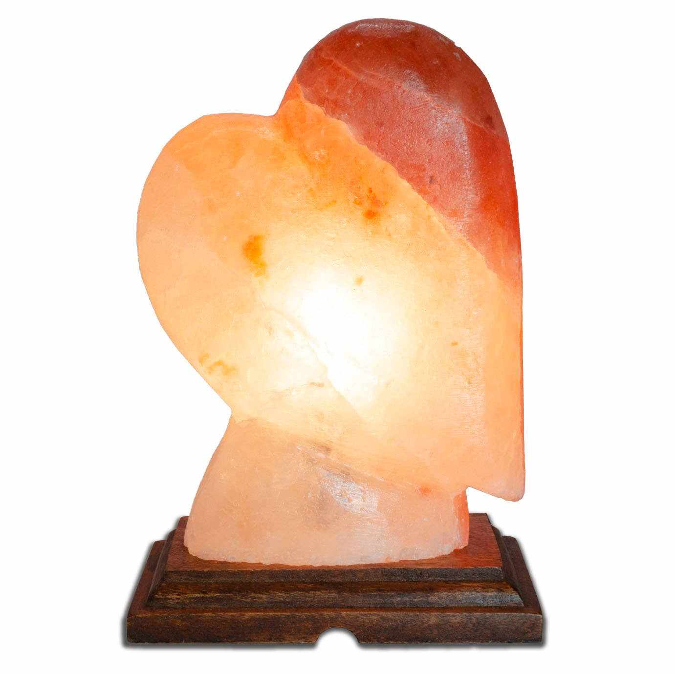 Heart Shaped Salt Lamp  - 10&quot; avg. - Cord, Bulb, Dimmer