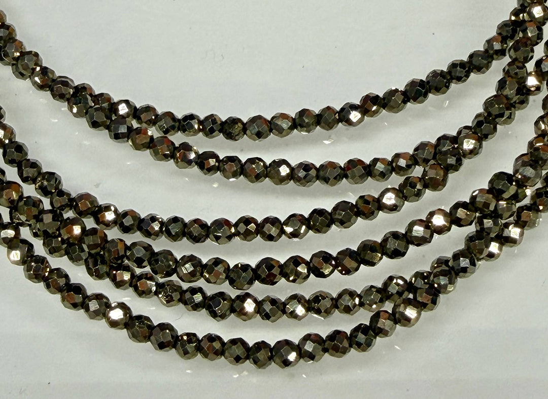 2mm Faceted Natural Pyrite Anklet w Stainless Steel Clasp - Abundance Empowered