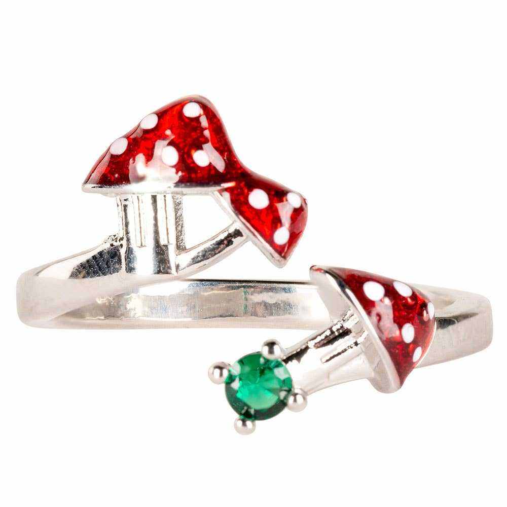 Adjustable Red Mushroom Ring - Sacred Crystals Rings