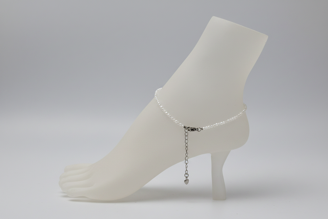 2mm Natural Rainbow Moonstones Anklet - Goddess Power