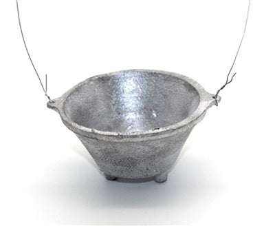 Lightweight aluminium hanging burner for incense and smudge sticks with wire hangers