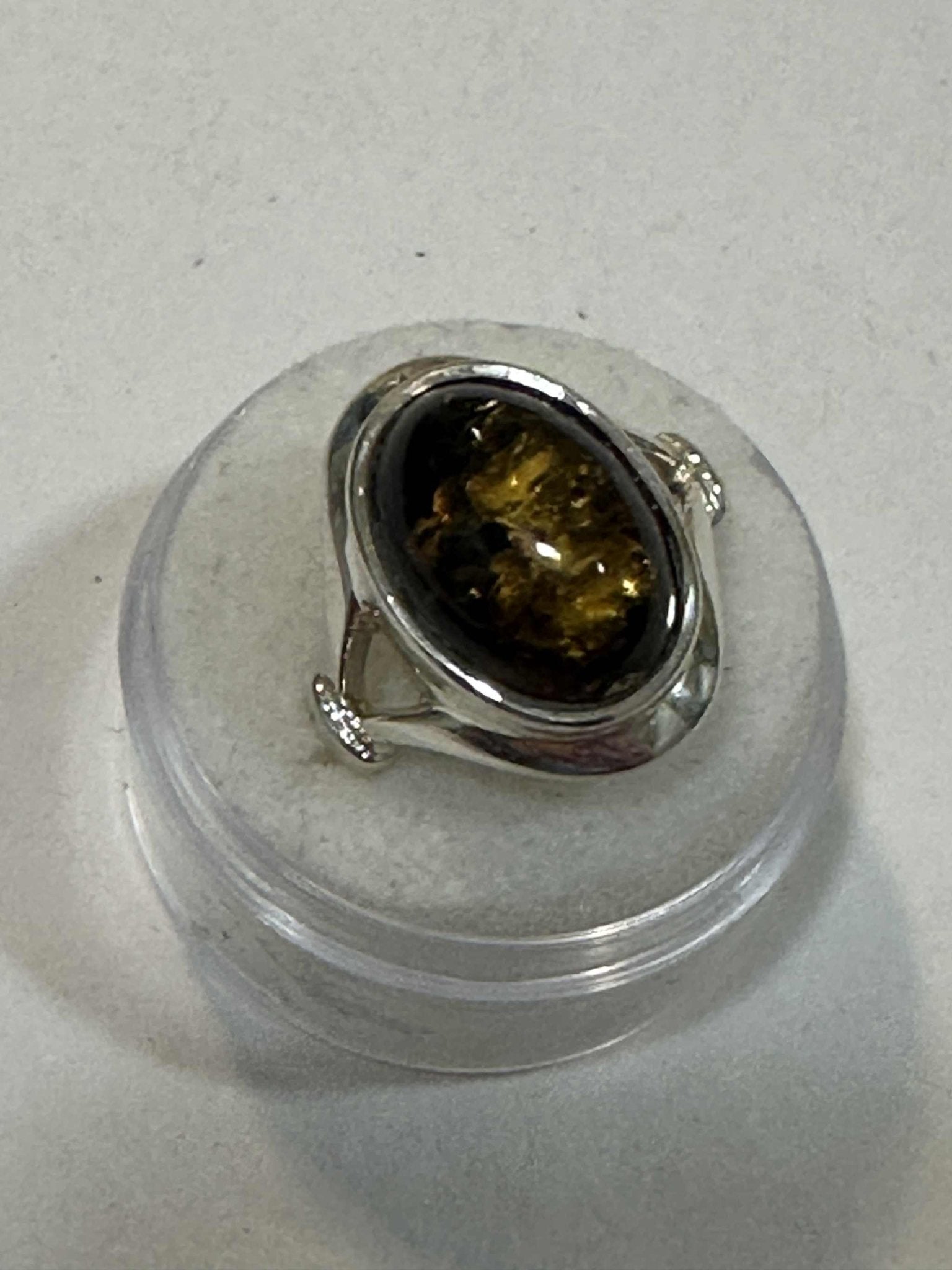 Amber Ring Size 7 "Dark History” - Sacred Crystals Rings