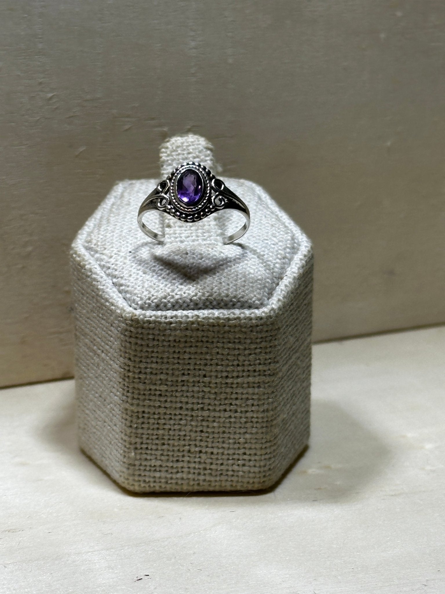 Amethyst Faceted Oval Dainty Ring - Sacred Crystals Rings