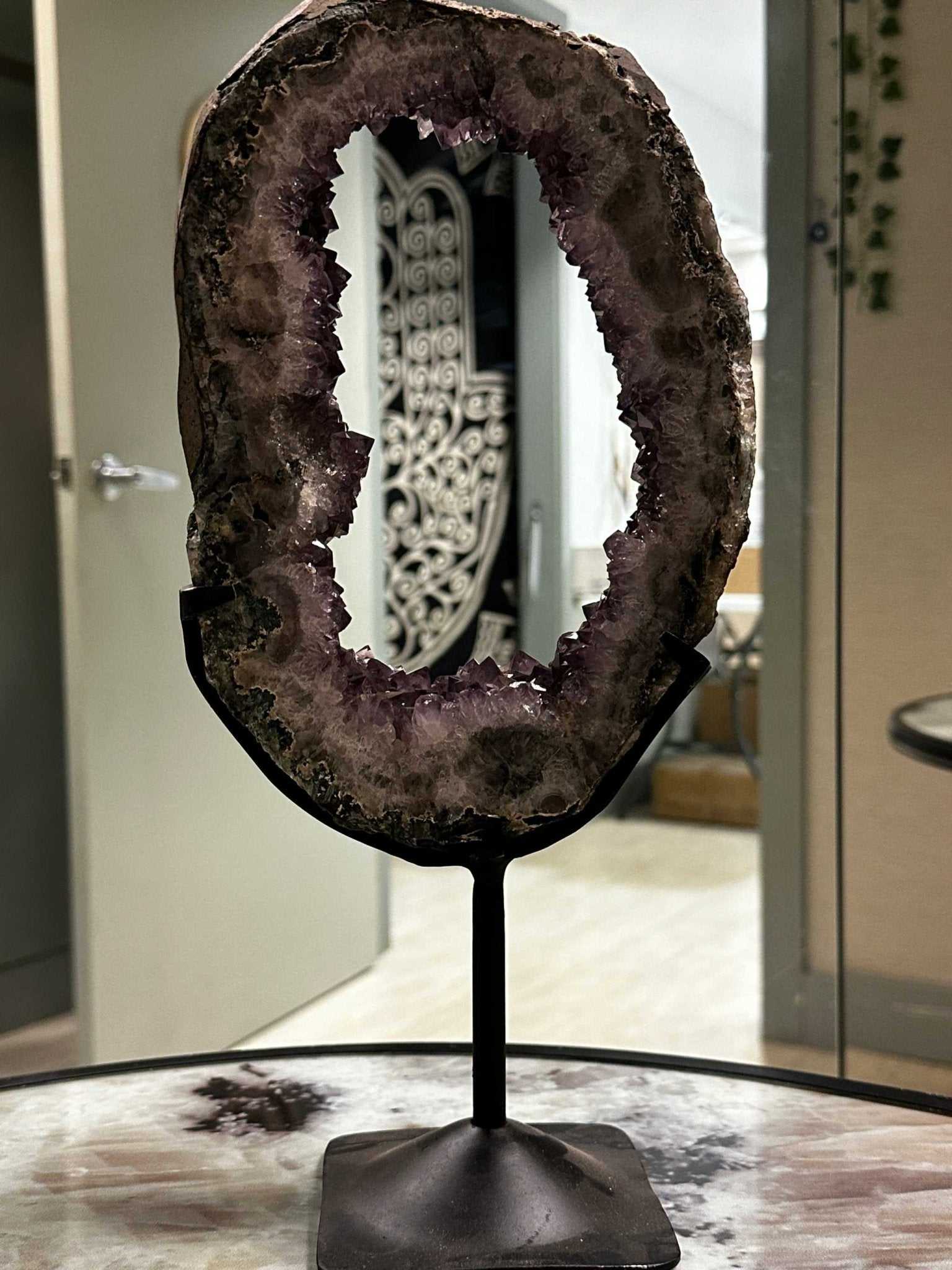 Amethyst Portal on Iron Stand - Sacred Crystals Amethyst