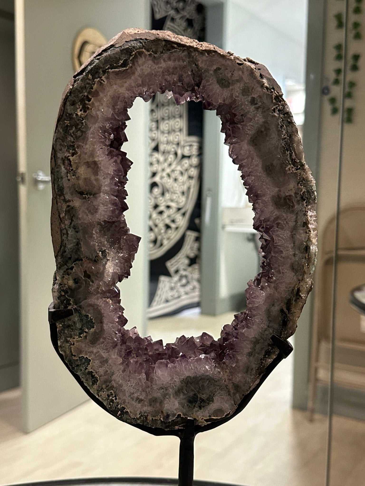 Amethyst Portal on Iron Stand - Sacred Crystals Amethyst