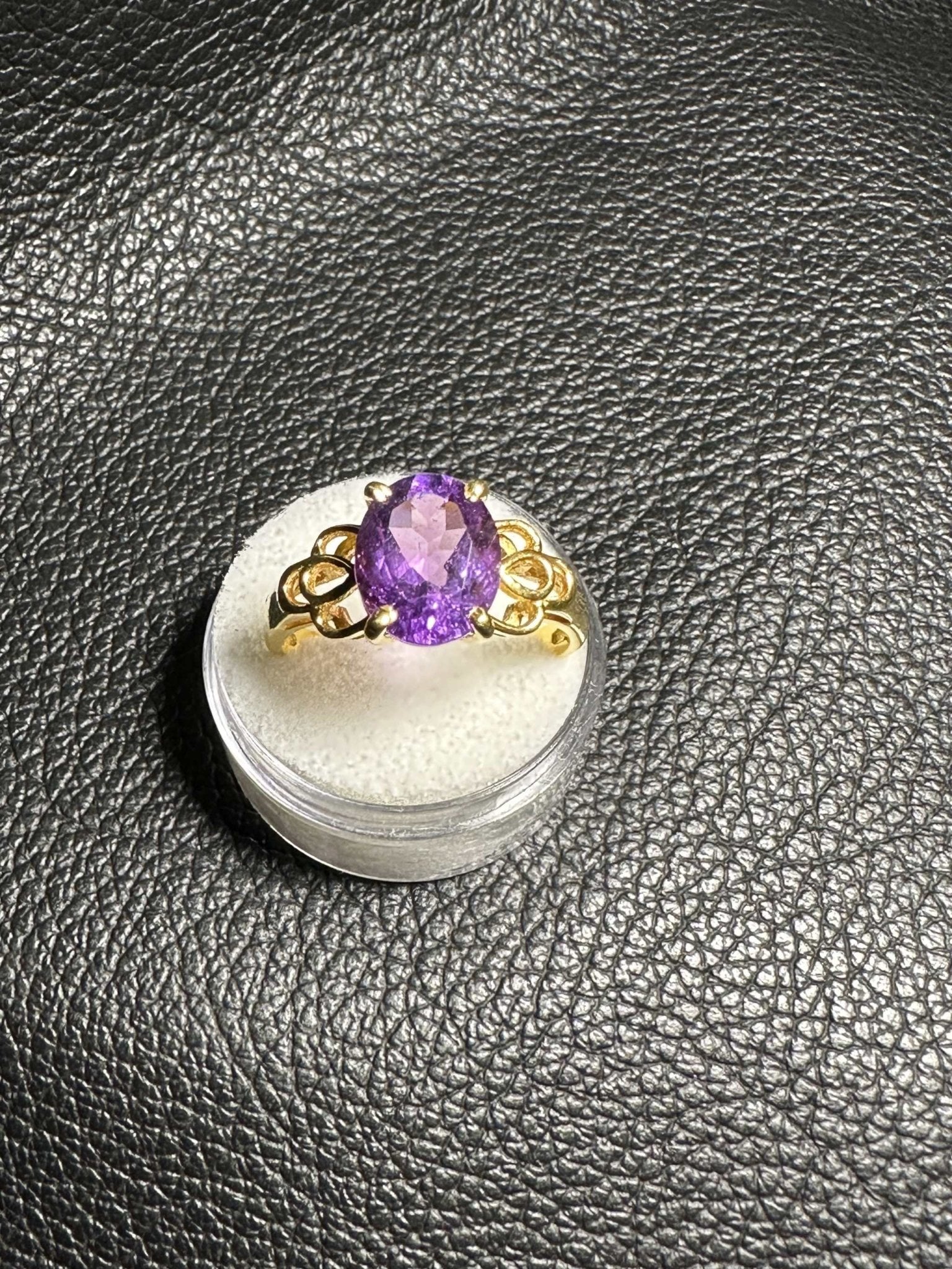 Amethyst Ring Size 10 - "Golden Queen" - Sacred Crystals Rings