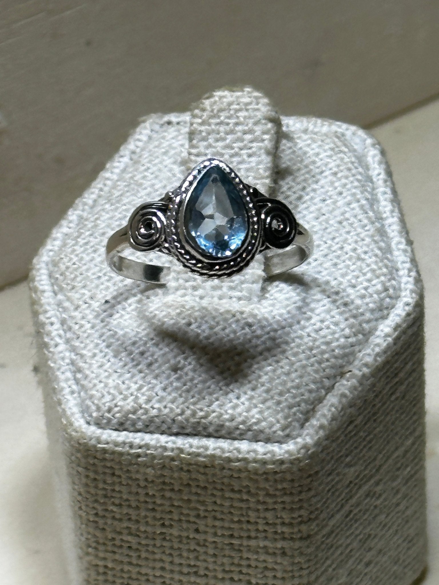 Aquamarine Faceted Tear Dainty Ring - Sacred Crystals Rings