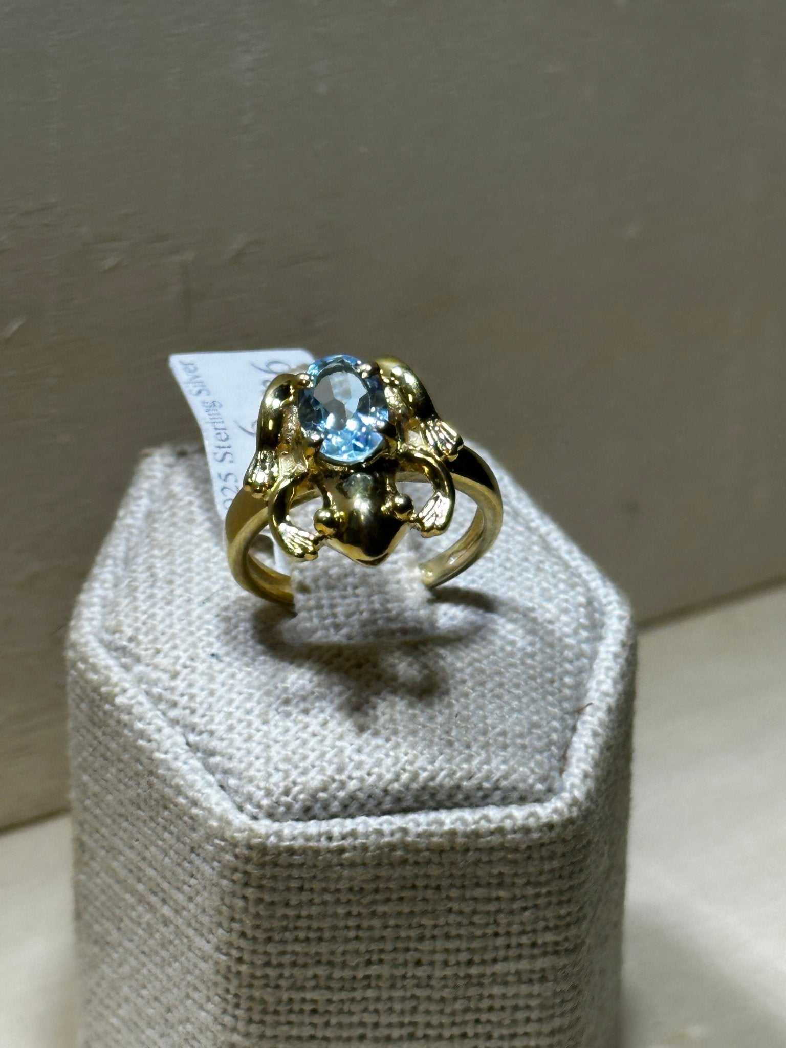 Aquamarine Frog Ring Size 6 (04.1036) - Sacred Crystals Rings