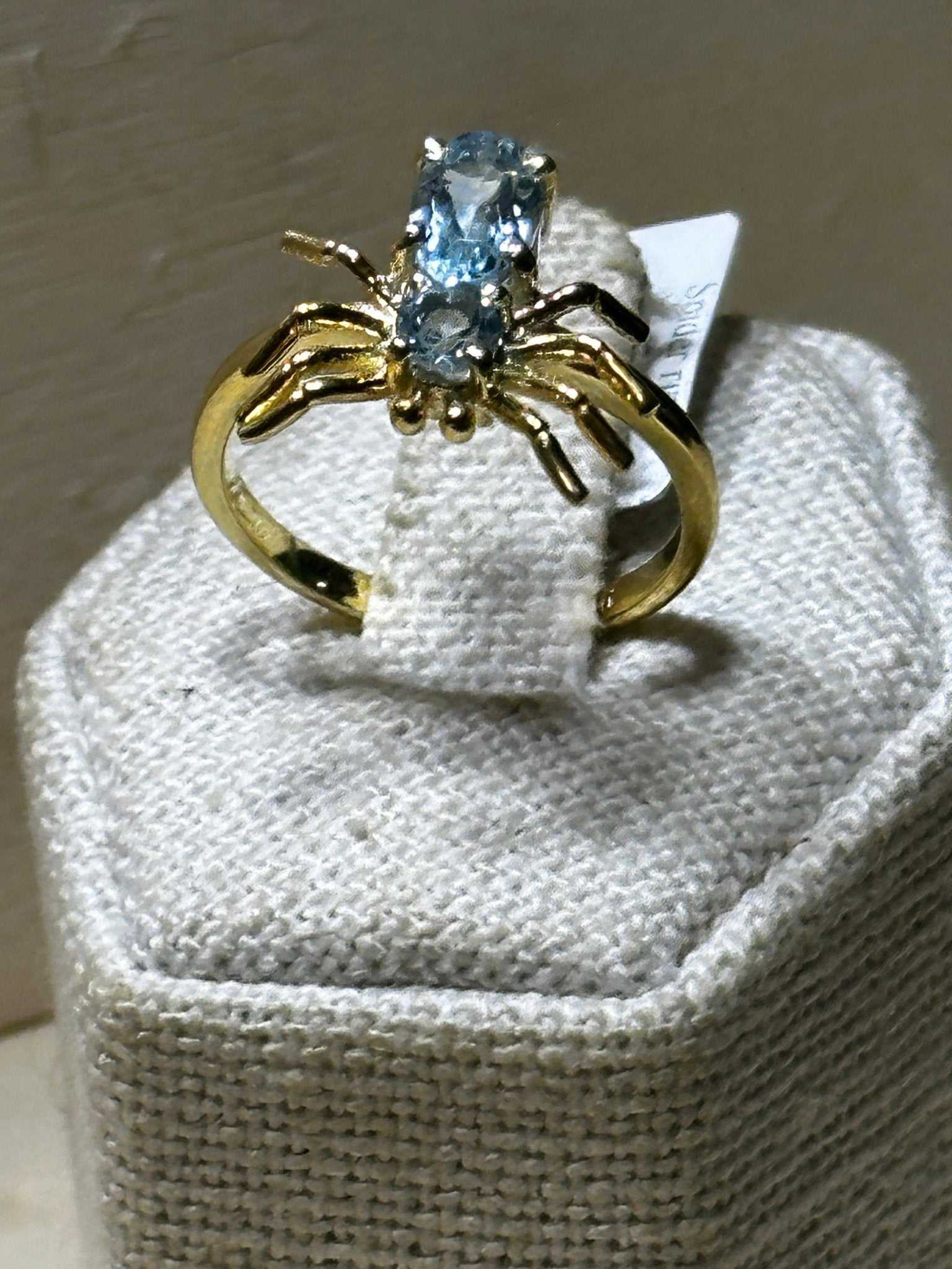 Aquamarine Spider Ring Size 8 (04.1036) - Sacred Crystals Rings