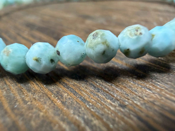 Wholesale Lot 6 Pcs 4mm Larimar Faceted Stretch Bracelet
