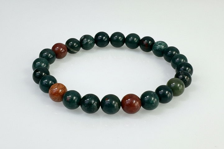Bloodstone Round Bead Bracelet 8mm - Warrior&
